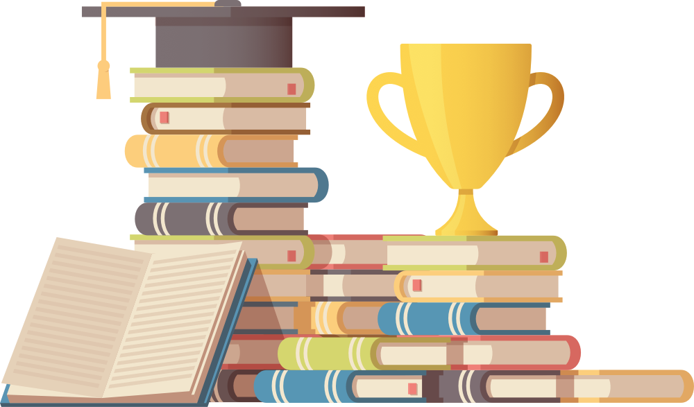 trophy Stack of books and trophy